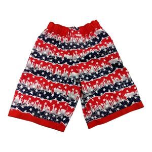 Columbia Red White Blue Patriotic Sandy Shores Board Shorts Trunks Boys 10 12 M